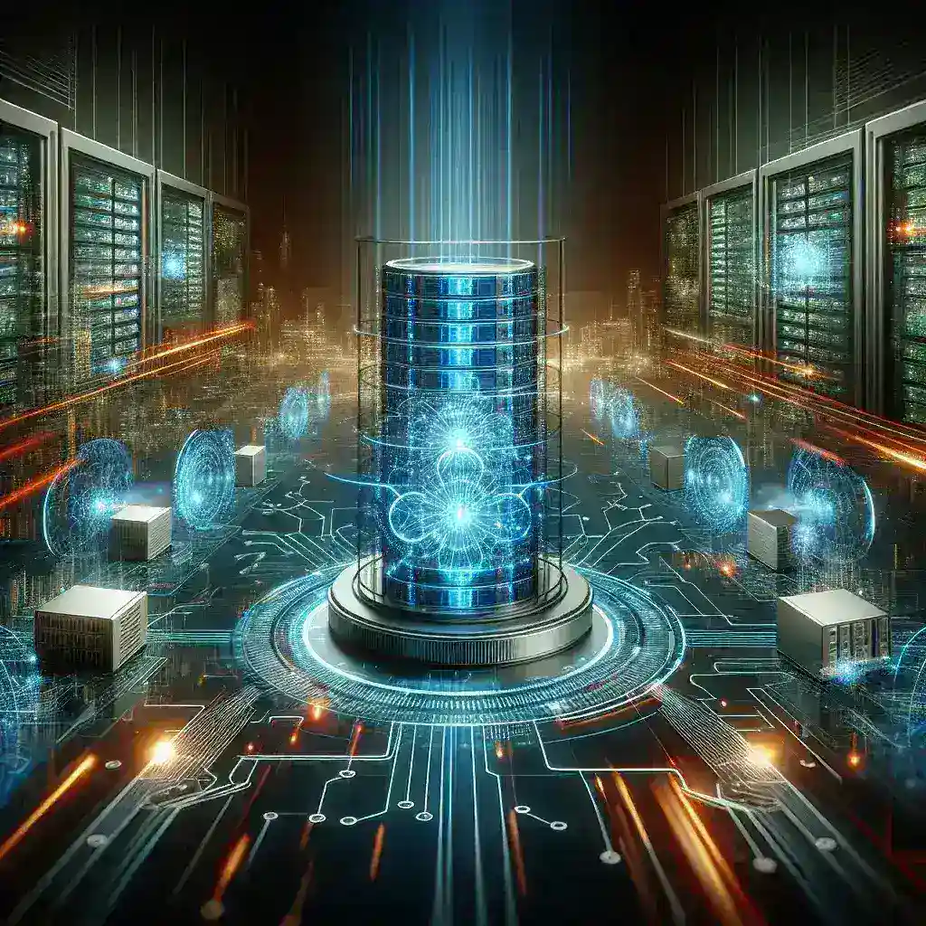 "Illustration of edge computing technology in 2024, showcasing advanced digital infrastructure, cloud connectivity, and innovative tools transforming data processing at the edge."