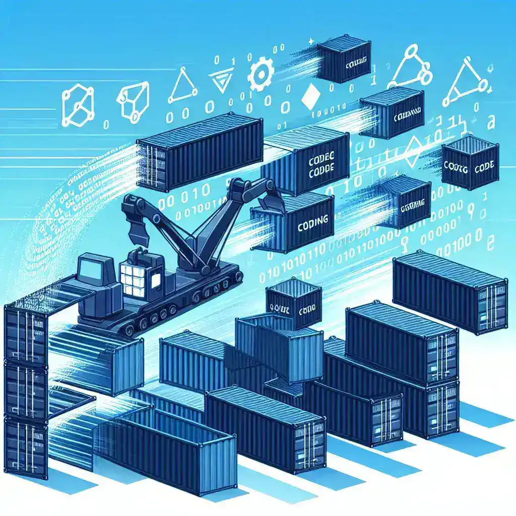 "Developer creating development containers using rapid deployment techniques in a modern workspace"