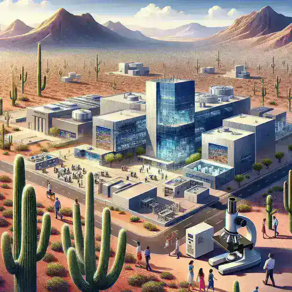 "Intel semiconductor research hub in Arizona showcasing advanced technology and innovation, supported by state funding for development and job creation."
